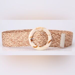 Beige/Tan Woven Wide Belt